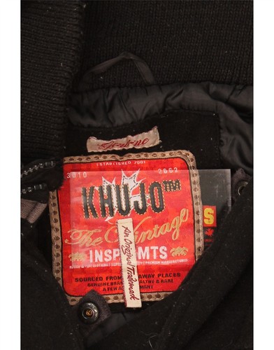 KHUJO Giubbotto Uomo Bomber con Cappuccio Imbottito UK 36 Small Nero Poliestere AT01 - Foto 3 di 3