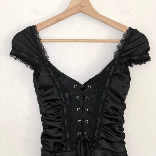NWT Outcast Delta Dress Bustier Lace Satin Corset Mini Black Small - Picture 12 of 16