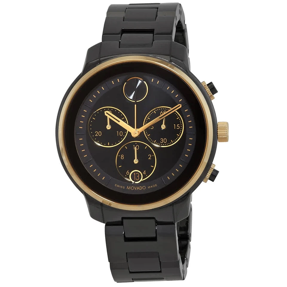 Reloj para dama Movado Bold Verso cronógrafo cuarzo esfera negra 3600932