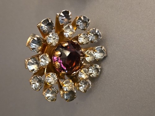 Pendientes florales grandes victorianos de plata de ley con pedrería púrpura - Imagen 2 de 9