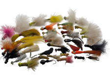 75 Freshwater Jigs-Flies Assorted Sizes Colors Shapes & Weights With Plastic Box