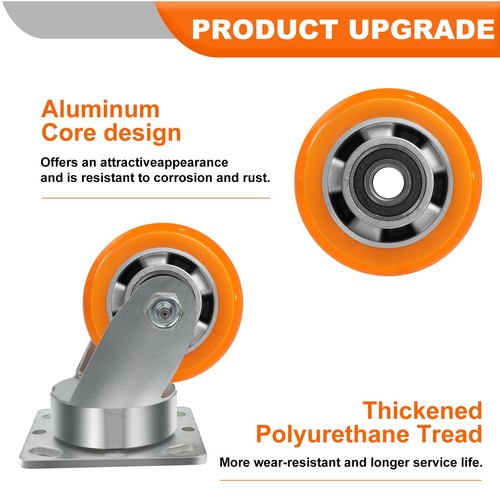 4" x 2" Kingpinless Rollen, Schwerlast Polyurethan Industrie Rollen - Bild 12 von 56