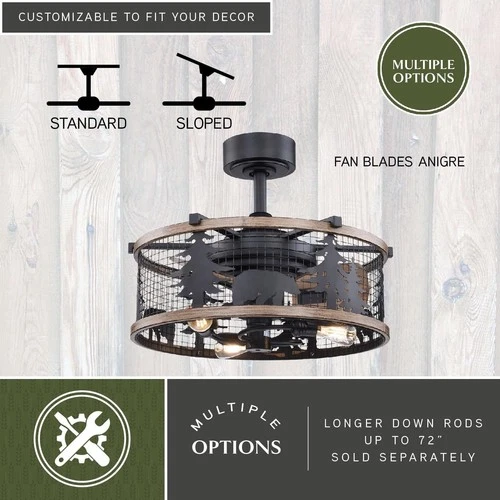 VAXCEL Kodiak 21 in. Oil Rubbed Bronze and Burnished Teak Indoor Rod Mount Rusti - Picture 5 of 6