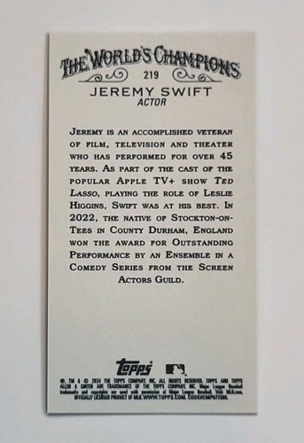 2024 TOPPS ALLEN & GINTER #219 JEREMY SWIFT BORDO NERO MINI PARALLELO - Foto 2 di 2