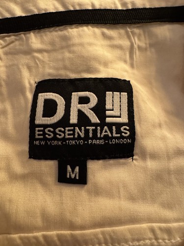 Dr Essentials Cream Button Front Shirt Sz M Men's Short Sleeve 100% Rayon - Picture 5 of 5