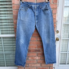 Vintage 80s Levis 501 Blue Button fly Denim Made in USA Jeans 38x32 Actual 36x30