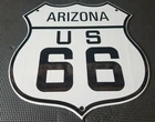 VINTAGE ARIZONA ROUTE UNITED STATES U.S. 66 11 3/4" PORCELAIN METAL GAS OIL SIGN
