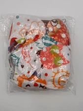 ALVABABY Cloth Diaper with 2 Inserts Owls Floral One Size Adjustable Reusable