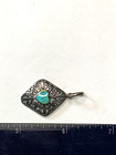 925 Sterling VTG BOMA Filigree Heart Turquoise Pendant 1" — photo 8