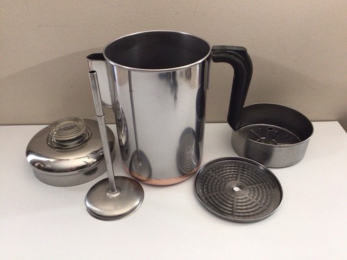 Vtg Revere Ware 8 Cup Coffee Pot Percolator Pre 68 Stove Top Glass Top Copper