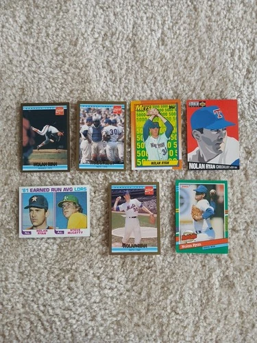 Nolan Ryan 7 Card Lot Donruss Topps Upper Deck Baseball No Rookie (RC) Card