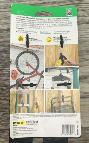 Hook 'n Hang Wrap-It Sangles de Rangement - 18" - Paquet de 2) Noir - Sangles Mousqueton t... - Photo 3/3