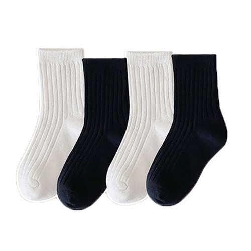 12 Paar Kinder Jungen Mädchen schwarz weiß Baumwolle Uniform Schule Mittelschlauch Crew-Socken - Bild 2 von 8