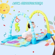 4-in-1 Activity Gym Play Mat Baby Activity Center w 3 Hanging Toys Kids Play