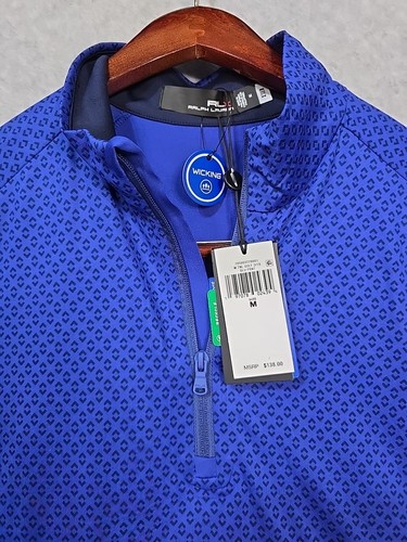 RLX Ralph Lauren Wicking Golf Mens 1/4 Zip Pullover Medium Blue NWT$138 - Picture 2 of 8