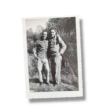1950s US Army Soldiers Field Portrait Vintage Military Snapshot Photo