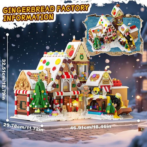 2025 Weihnachten Lebkuchenhaus Fabrik Gebäude Set, 1840 Teile 18 Zoll Weihnachten... - Bild 3 von 8