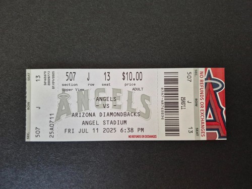Los Angeles Angels 7/11 2025 Full unbenutzt Ticket Zach Neto 7th Leadoff Home Run - Bild 4 von 4