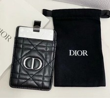 New Dior Silver Rouge Balm Compact Mirror w/Black Faux Leather Logo Case in Box