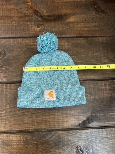 Carhartt Blue Knit Cuffed Pom Pom Beanie Hat Unisex One Size - 第 6/8 張圖片
