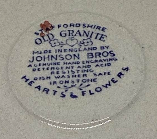 Staffordshire Old Granite Coffee Cup Saucer Hearts Flowers Johnson Bros Vintage - Picture 10 of 10