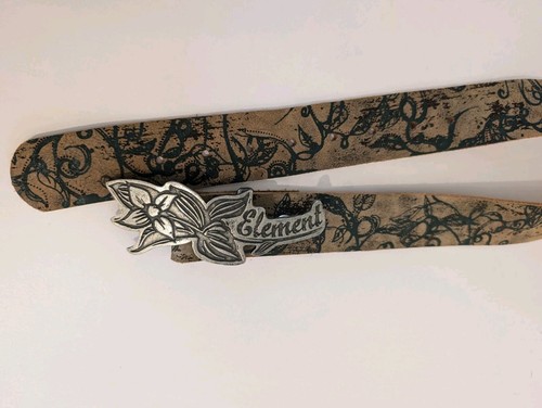 Cinturón de cuero Y2K Element monopatín marrón y verde azulado para mujer M/L hebilla tono plata - Imagen 9 de 14
