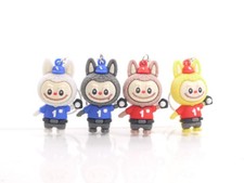 4 Mini 3D Cartoon Doll Keychain   Creative Schoolbag Pendant Gift. 2" tall each