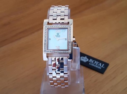 Ladies Royal London 21312.03 Rose Gold Square Pearl Crystal Party Dress Watch - Picture 2 of 9