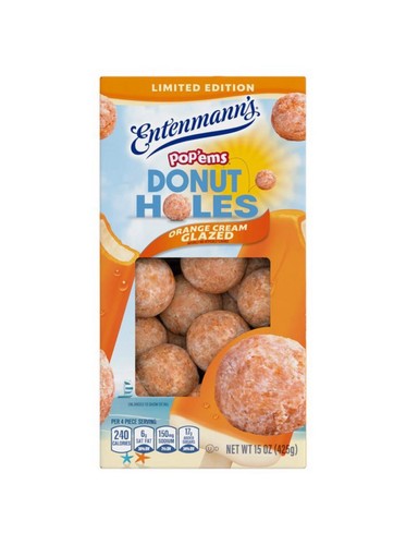 ⚫️ New LIMITED Entenmann's Pop'ettes Mini Soft Donuts ORANGE CREAM GLAZED 15oz