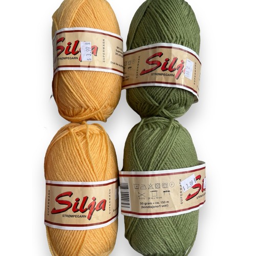 4 Skeins Silja Strompegarn Superwash Wool Yarn 🧶 #316 Yellow & #362 Green - Picture 2 of 6