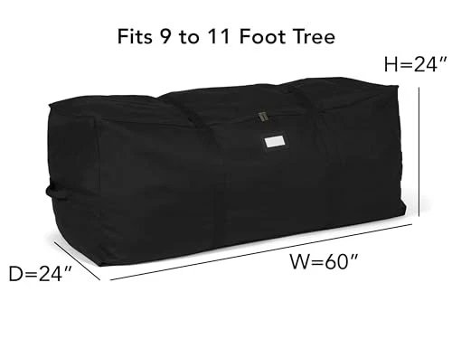 Bolsa de cincha para árbol de Navidad 60W x 24D x 24H negra poliéster resistente Foto 4 de 4