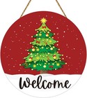 Christmas Door Decorations Tree Wall Decor Welcome Sign Wooden Red