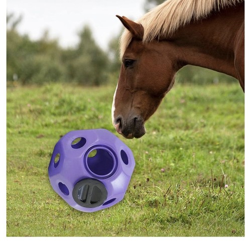 Palla Alimentazione Fieno per Cavalli e Pecore, Giocattolo Interattivo per Scuderie Viola 16in Nuovo - Foto 3 di 3