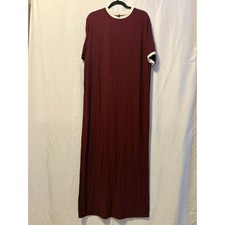 SKIMS Soft Lounge Ringer T-Shirt Maxi Dress Burgundy Red Sz S
