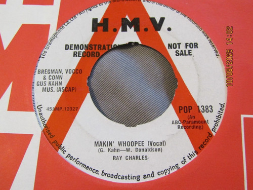 RARER PROMO RAY CHARLES MAKIN WHOOPEE / MOVE IT ON OVER -HMV ORIGINAL COVER LOO