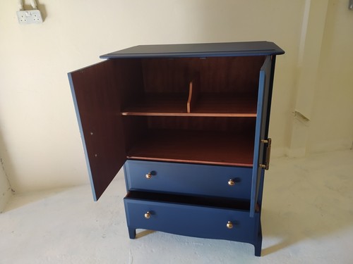 Vintage Wäscheschrank / Tallboy Aufbewahrung, dunkelblau - Bild 9 von 13