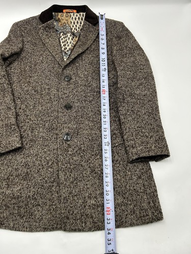 Tallia Mens Wool Blend Overcoats Contrast Velvet Top Collar Size SMALL Brown - Picture 3 of 11