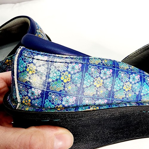 Alegria Debra Rose's Blue Quilt Slip on Leather Closed Heel Women's Clog Shoe - Picture 11 of 16