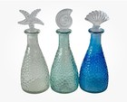 Set of 3 Shore Living Glass Bottles with Seashell Starfish Nautical Stoppers