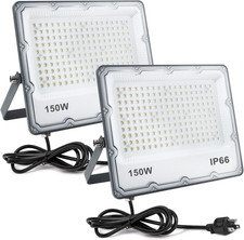 150W LED Flood Lights Plug In, Outdoor Security Lights Fixtures 6500K 15000LM Il