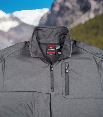 Pullover VICTORINOX 1/4 Cremallera Para Hombres M Carbón Ajuste A Medida Pecho Cremallera Bolsillo Usado en Excelente Condición