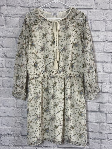 Vestido Campesino Barneys New York Floral Manga Larga Cuello Atado Talla Mediana - Imagen 1 de 7