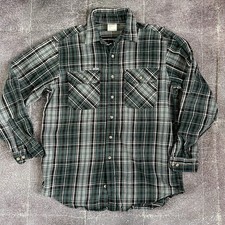 Men's Vintage 90's Carhartt Green Black White Cotton Flannel Shirt Jacket Sz L
