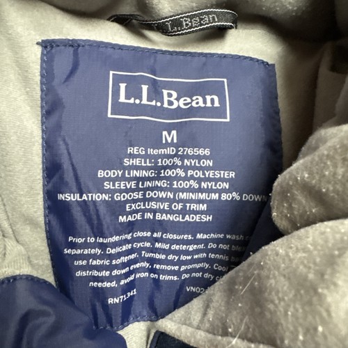 LL Bean Goose Down Nylon Puffer Jacket Coat Women Sz Medium Blue 276566 - Picture 7 of 10