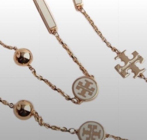 NWT Authentic TORY BURCH Kira Scattered Rosary Necklace IVORY/GOLD with Dustbag - Picture 4 of 8