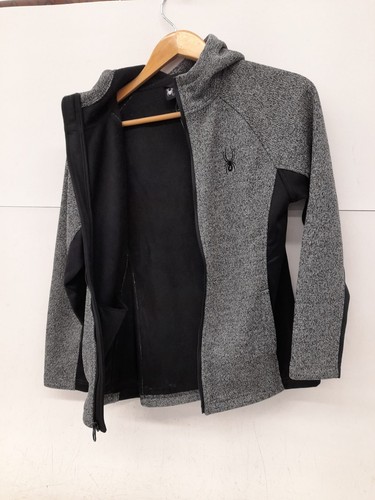 Men's Spyder Gray & Black Size L Full Zip Fleece Lined Hooded Polar Jacket - Picture 4 of 5