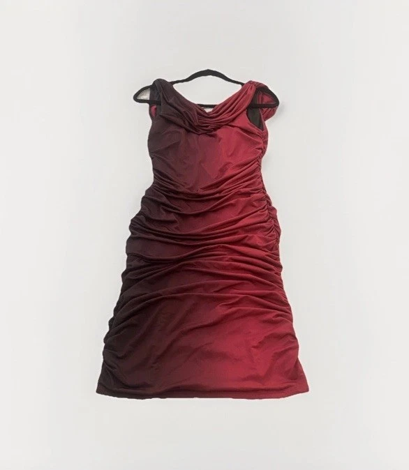 Vestido feminino Betsy & Adam tamanho 4 vinho vermelho cor apressado sem mangas feito nos EUA - Imagem 2 de 4