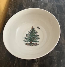 Spode Christmas Tree Tartan Plaid Porcelain 10 Inch Round Serving Bowl