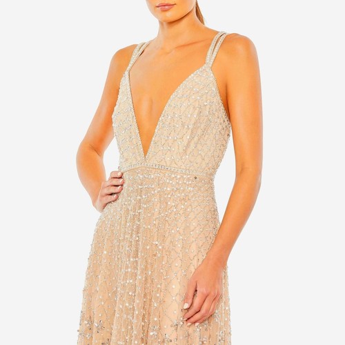 Vestido sin mangas Mac Duggal - plata nude - talla 0 - Imagen 3 de 16