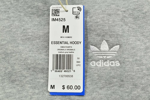 NEW Adidas Essential Hoodie Men's Regular Size M Medium Grey Heather NWT - Picture 8 of 8